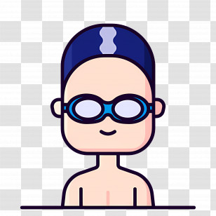 Swimmer - Cartoon Swimmer With Goggles And Cap Transparent PNG