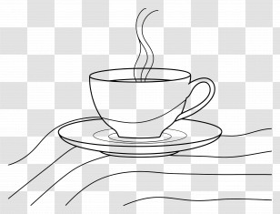 Coffee Cup Outline - Steaming Cup Line Art Transparent PNG