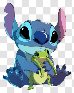 Stitch And Frog - Blue Alien With Frog Transparent PNG