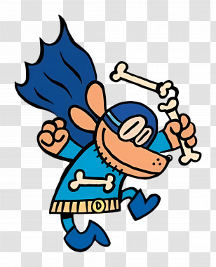 Dog Man - Cartoon Dog Superhero With Bone Transparent PNG