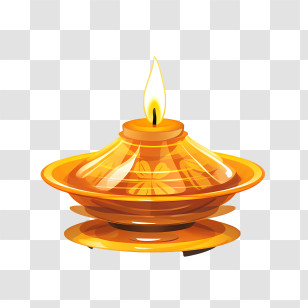 Deepavali
 - Golden Oil Lamp With Flame For Diwali Transparent PNG