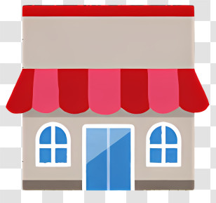 Shop - Cute Shop Building With Red Awning Transparent PNG