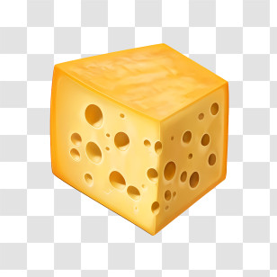 Cheese - Yellow Cheese Block With Holes Transparent PNG
