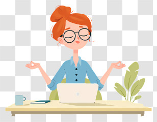 Business People Meditating - Woman Meditating At Desk Transparent PNG