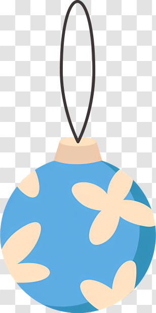 Christmas Ball - Blue Christmas Ornament With Beige Floral Design Transparent PNG