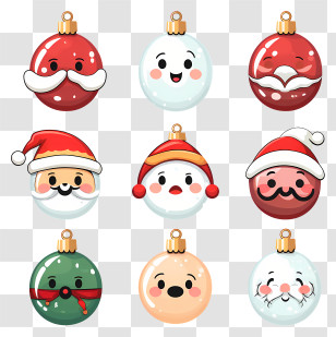 Christmas Ornaments - Cheerful Santa-Themed Christmas Ornaments Transparent PNG