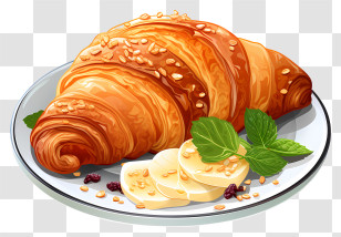 Croissant - Croissant With Banana Slices And Mint Transparent PNG