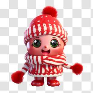 Christmas Doll - Cute Creature With Red Scarf And Hat Transparent PNG