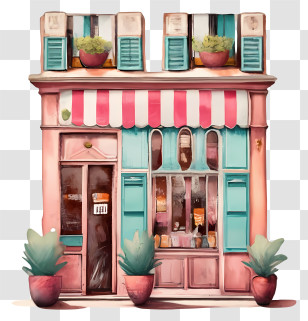 Building Facade - Charming Candy Shop Storefront Illustration Transparent PNG