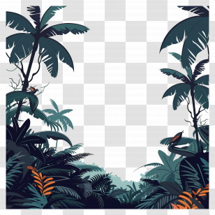 Jungle Landscape - Jungle Border With Palm Trees Illustration Transparent PNG