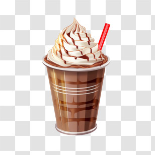 Chocolate Milkshake - Delicious Coffee Frappe With Toppings And Straw Transparent PNG