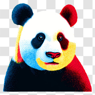 Pop Art Panda - Colorful Panda Illustration Transparent PNG