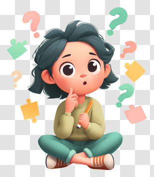 Curious Child Thinking With Puzzles Transparent PNG