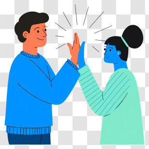 Teamwork - High-Five Couple Minimal Illustration Transparent PNG