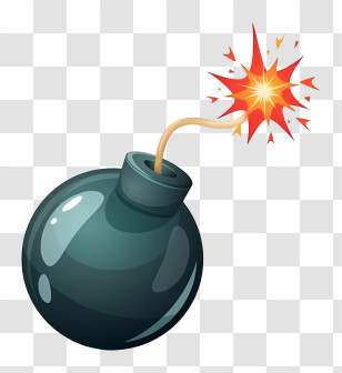 Timer Bomb - Cartoon Illustration Of A Lit Black Bomb Transparent PNG
