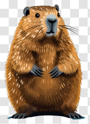 Vector Draw Character Design - Brown Groundhog Standing In An Upright Position Transparent PNG