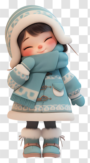 Smiling Girl In Blue Winter Coat Transparent PNG