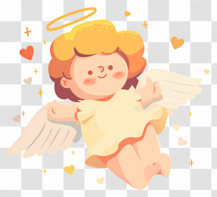 Cartoon Cupid - Adorable Angel With Halo And Wings Transparent PNG