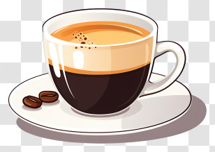 Cup Of Coffee - Steaming Coffee Cup With Coffee Beans Transparent PNG
