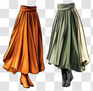 Autumn Skirt - Orange And Green Skirts With Boots Transparent PNG