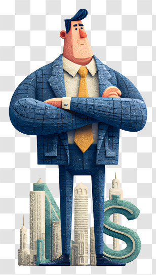 Man With Huge Capital - Businessman In Suit With Cityscape Transparent PNG