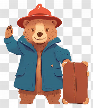 Paddington - Cartoon Bear With A Suitcase For Travel Adventures Transparent PNG
