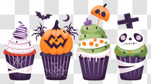 Halloween Cupcakes - Spooky Halloween-Themed Cupcakes Transparent PNG