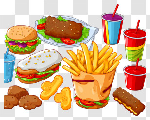 Fast Food - Collection Of Fast Food Items Transparent PNG