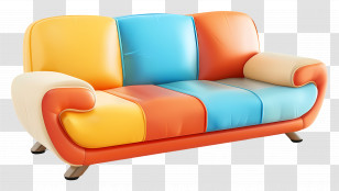 Sofa - Colorful Sofa With Multiple Cushions Transparent PNG
