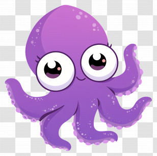 Kawaii Octopus - Cute Cartoon Octopus Transparent PNG