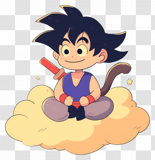 Goku - Cartoon Character Sitting On Cloud Transparent PNG