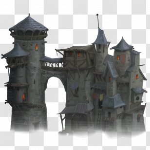 Environmental Art Castle Concept Architecture - 2D Low Poly Transparent PNG