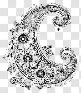 Paisley Design - Paisley Floral Black-and-White Art Design Transparent PNG