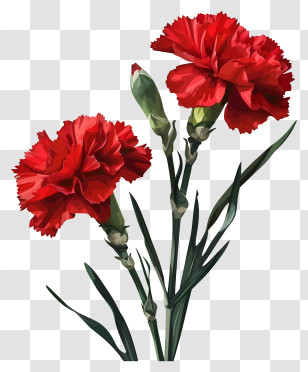 Carnation - Beautiful Red Carnation Flowers Transparent PNG