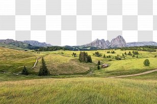 Natural Landscape Grassland Mountainous Landforms Hill Plain - Highland Meadow Transparent PNG