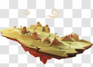 Double B Coffee & Tea Cafe Low Poly Illustration - Game Design - Floating Island Transparent PNG
