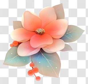 Christmas Rose - Delicate Peach Floral Illustration Transparent PNG