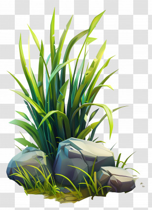 Grass Plant - Grass And Rocks Landscape Transparent PNG