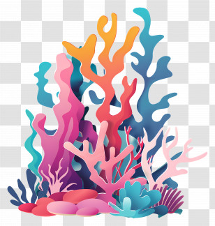 Coral Reefs - Vibrant Coral Illustration In Multicolors Transparent PNG