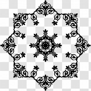 Picture Frames Damask Ornament Clip Art - Black And White - Flora Transparent PNG